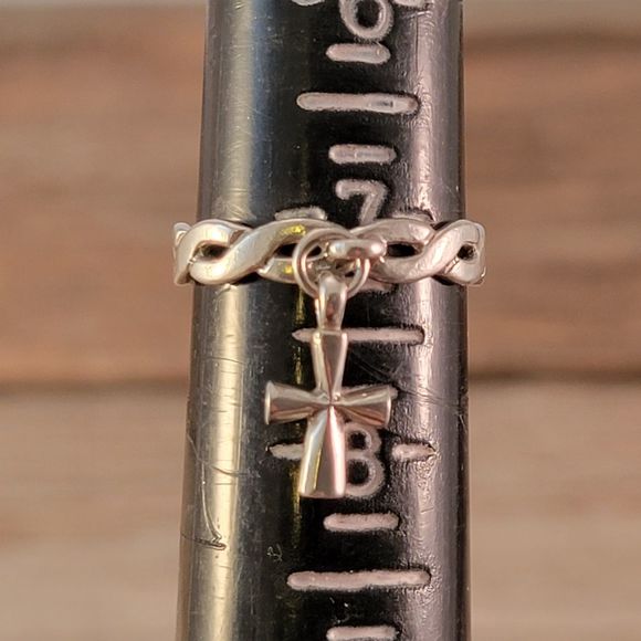 Retired James Avery Sterling Saint Teresa Dangle Ring - Picture 4 of 6